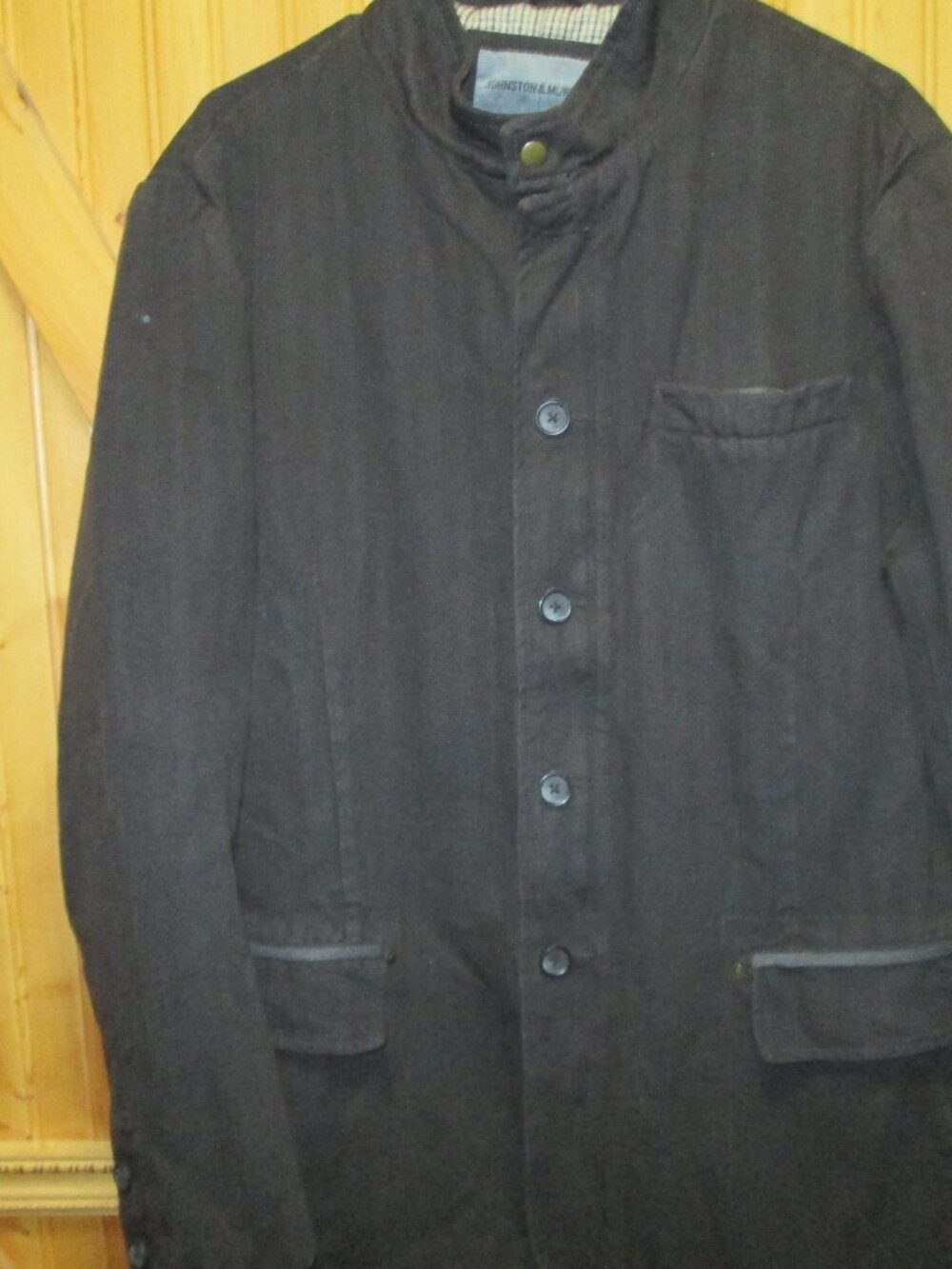 Johnson & Murphy dk Brown flannel lined chore  coat canvas 100 cotton